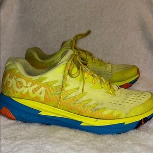 Hoka Yellow and Blue Athletic Shoes